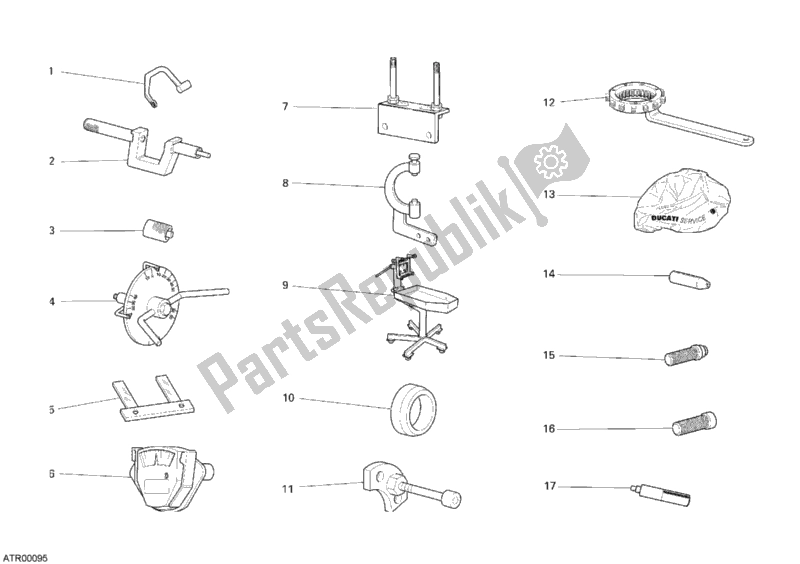 Tutte le parti per il Attrezzi Di Servizio Dell'officina, Motore del Ducati Monster S4 RS USA 1000 2008